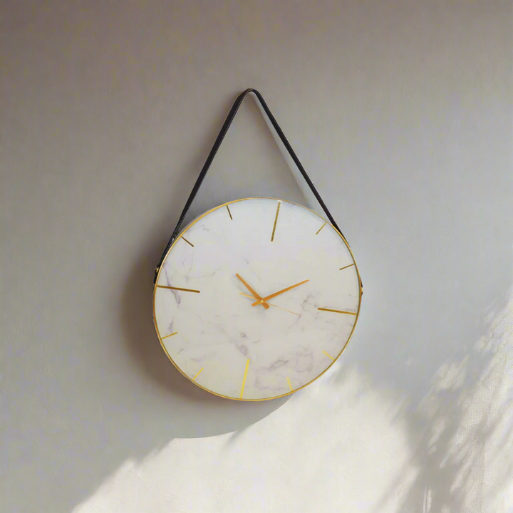 Glass clock white marble 60 cm