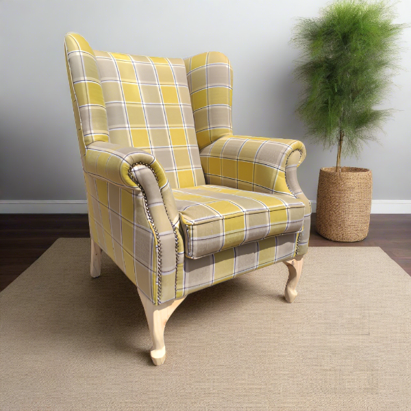 Unique Boys Wingback chair with Yellow custom fabric