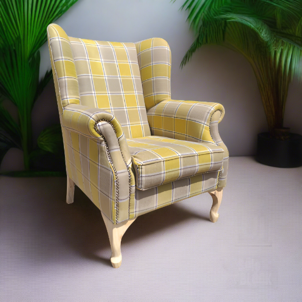 Unique Boys Wingback chair with Yellow custom fabric