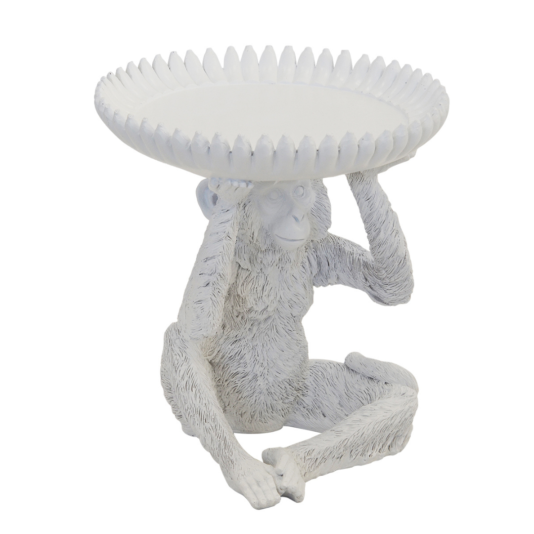 Resin monkey banana bowl white large