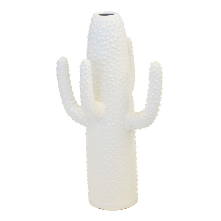 Ceramic cactus vase white large  Size  50CM (H) X 30CM (W)  Ceramic porcelain decor   Unique Boys  This Ceramic Cactus Vase is presented in a pristine white--the perfect choice for adding a touch of unique style to your interiors. It measures 50 cm (H) x 30 cm (W) and is crafted from high-quality ceramic porcelain.