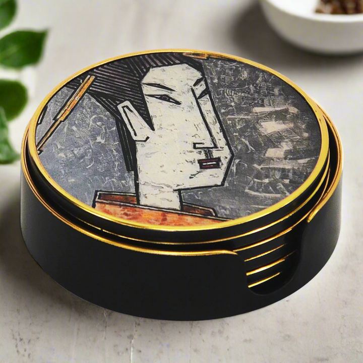 Coaster geisha girl grey set of 6