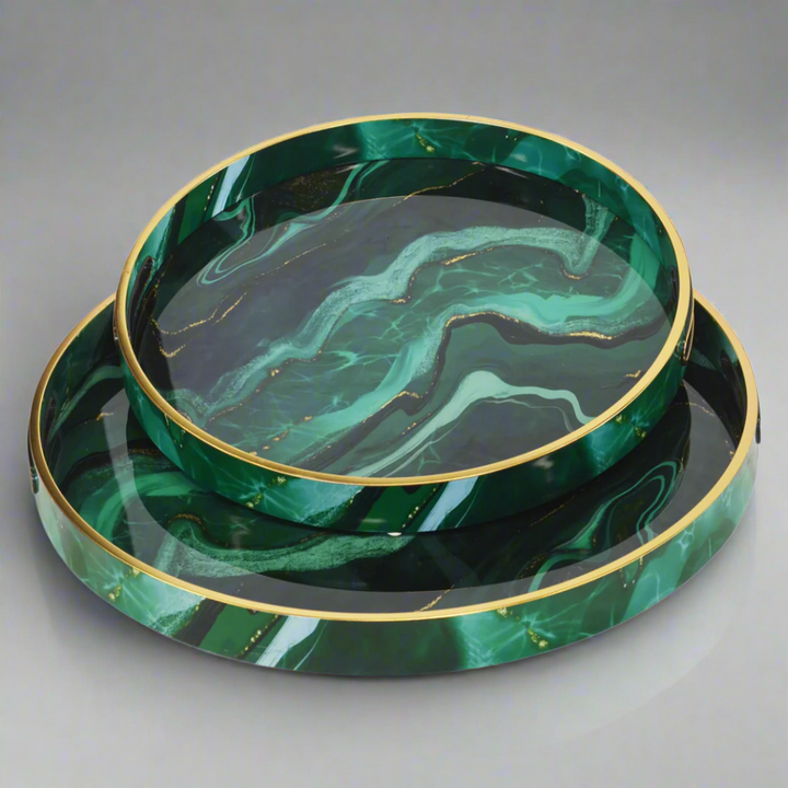 Glass Tray Agate set of 2