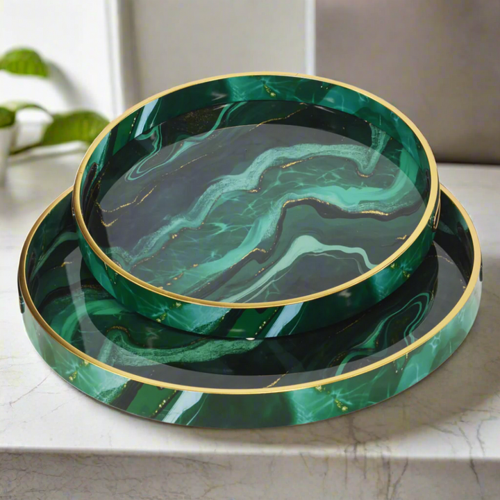 Glass Tray Agate set of 2