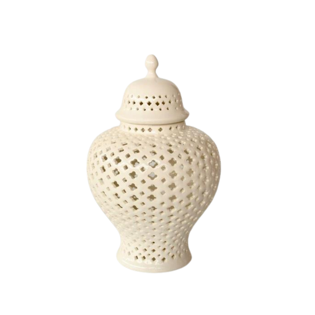 Medium white cut-out ginger jar