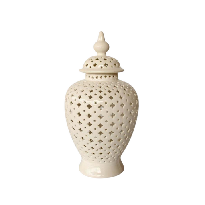 White large gut-out ginger jar