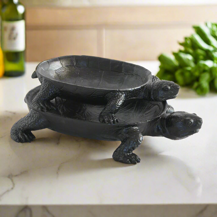 Resin turtle platter black set 2