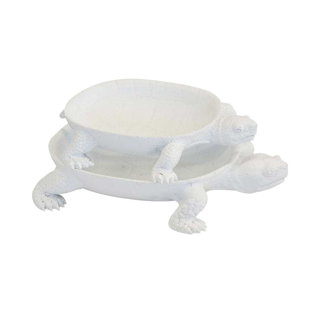 Resin turtle platter white set 2