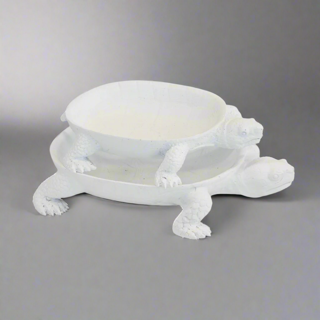 Resin turtle platter white set 2