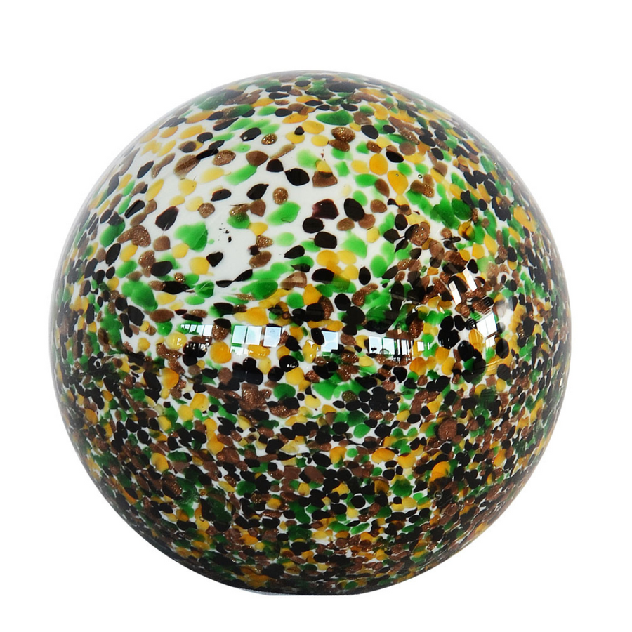 Paperweight ball terrazzo green  15CM X 15 CM  Multi-colored speckled glass ball interior decor  Unique Interiors 