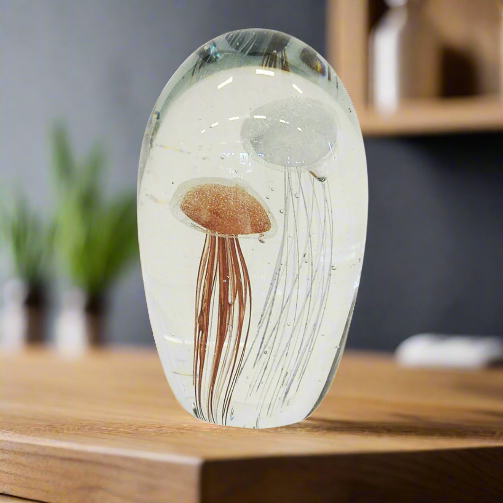 Paperweight jellyfish 16cm grey pink