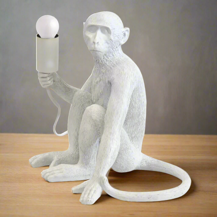 Resin monkey Lamp excluding globe white