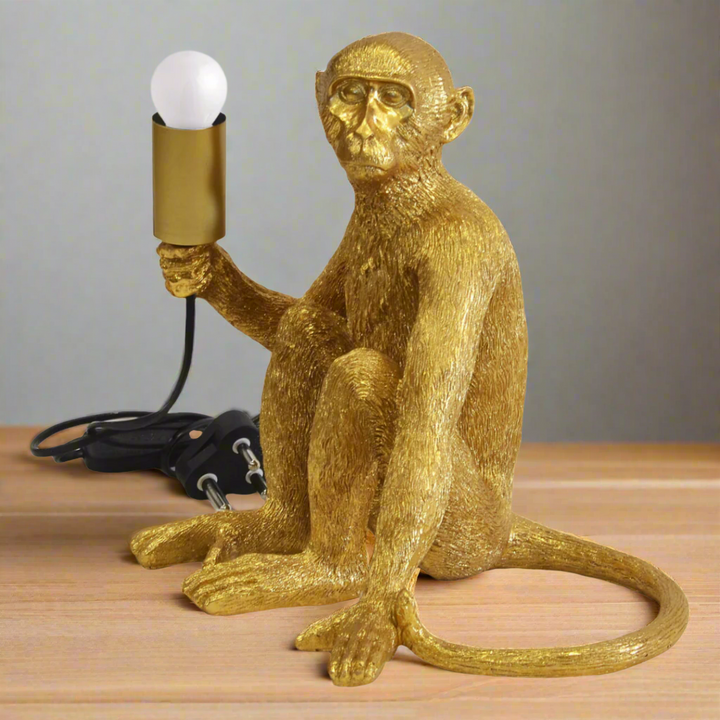 Resin monkey lamp x.large gold