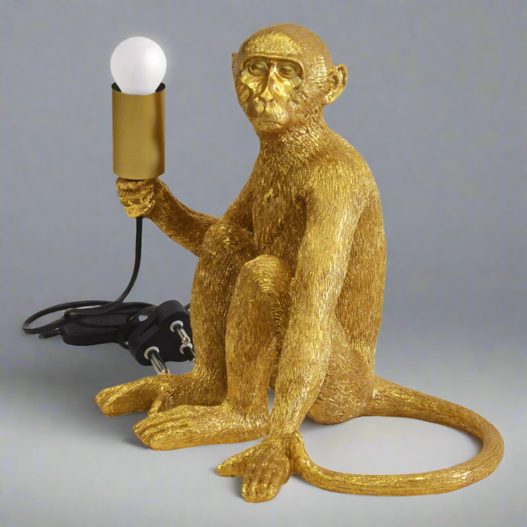 Resin monkey lamp x.large gold