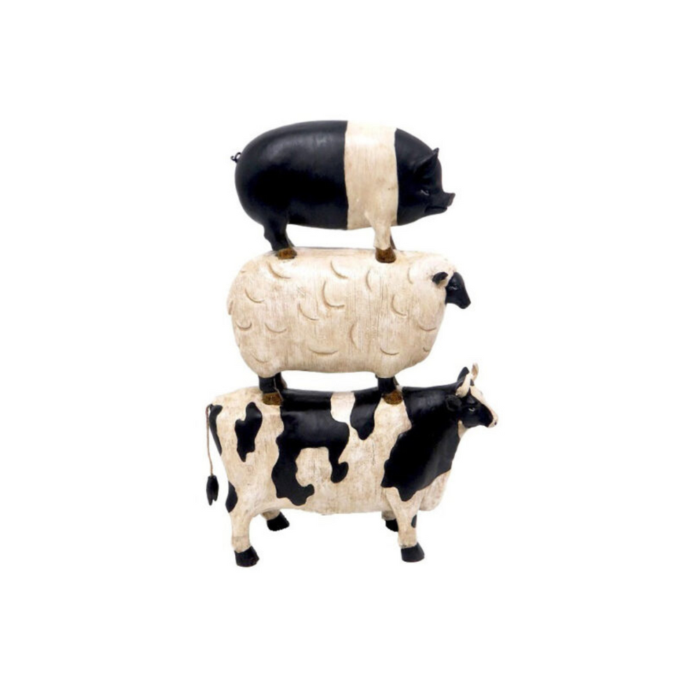 With our Animal Stack of a cow, pig and sheep deco piece, add a charming touch to any space. Made of durable materials, this stack is perfect for animal lovers. Bring the farm life indoors and enjoy the playful ambiance it creates..UNIQUE boys INTERIORS.