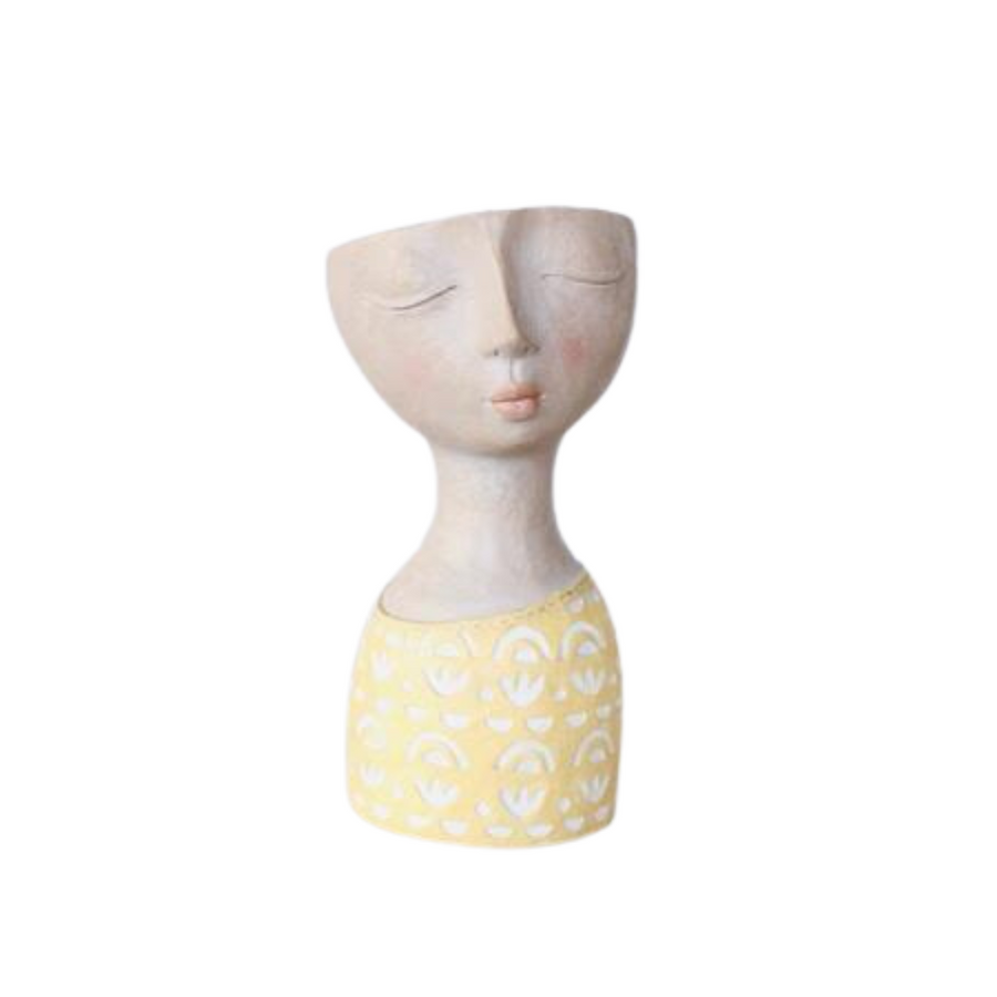 This Yellow Bust Flower Pot is an eye-catching addition to any home décor. Its distinctive design is sure to add a unique flair to any space. With 28X14CM dimensions, it's the ideal way to show off your creative flair.  Delivery 5 - 7 working days @Unique Boys