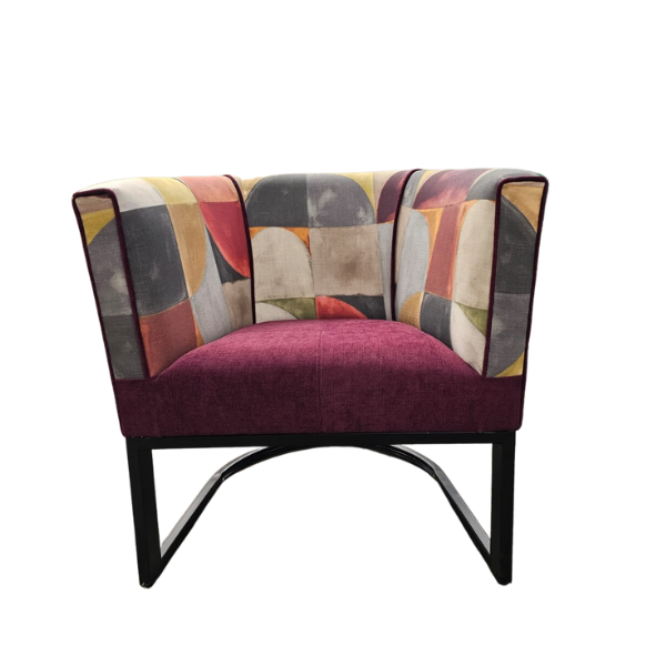 Soloblock metal tub chair with stuart graham fabric