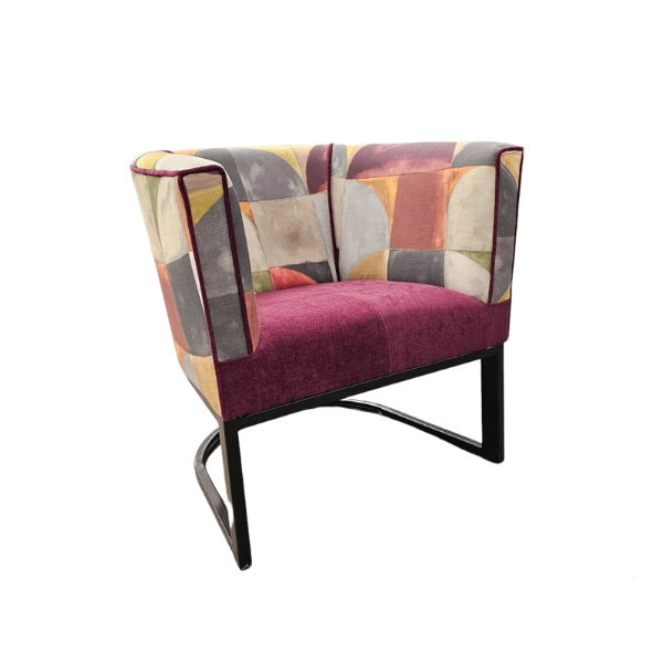 Soloblock metal tub chair with stuart graham fabric