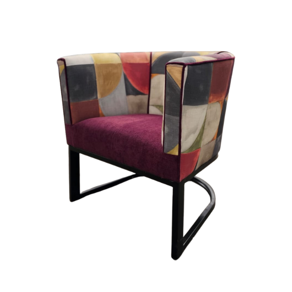 Soloblock metal tub chair with stuart graham fabric