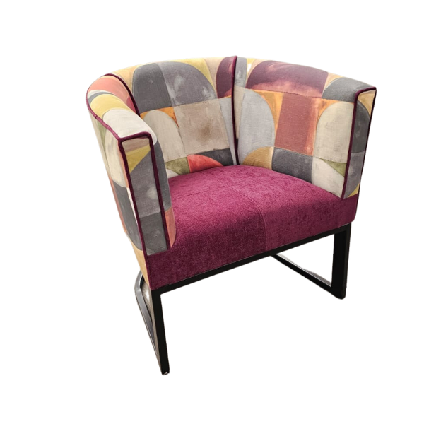 Soloblock metal tub chair with stuart graham fabric