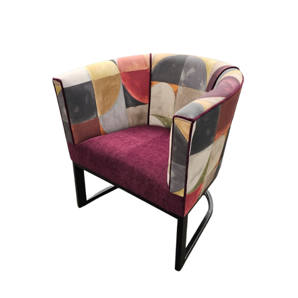 Soloblock metal tub chair with stuart graham fabric