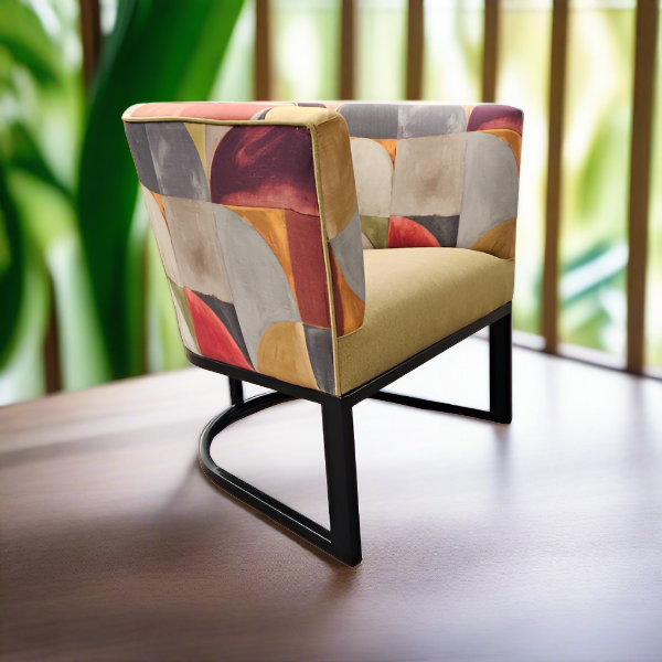 Soloblock metal tub chair with stuart graham fabric and Home fabrics