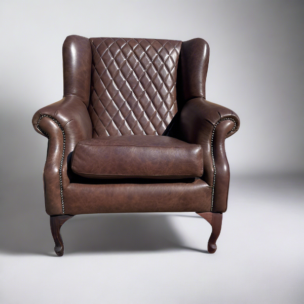 Unique Boys wingback cross stitching occasional chair with leather