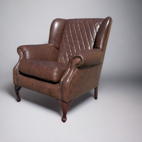 Unique Boys wingback cross stitching occasional chair with leather