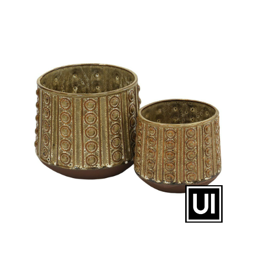 Unique Interiors Lifestyle Leopard Stud Votive Set 2 16(H) X 17(D) 12 (H) X 13 (D) Ceramic Pots Votive New Arrivals