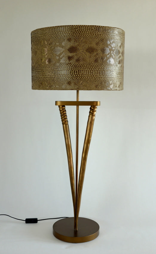 Bronze Duo Gemsbok Lamp & Tan Lizard Shade