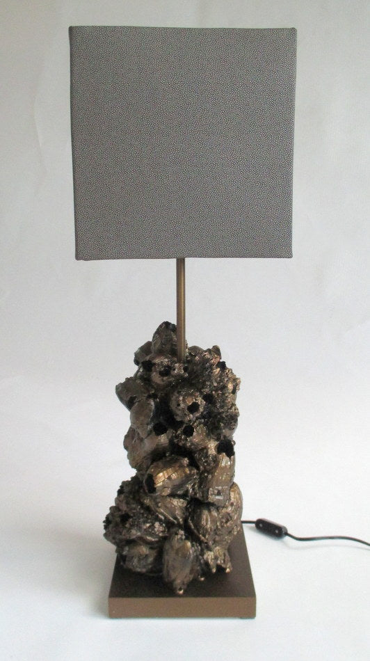 Bronze Upright Barnacle Lamp & Pebble Shade