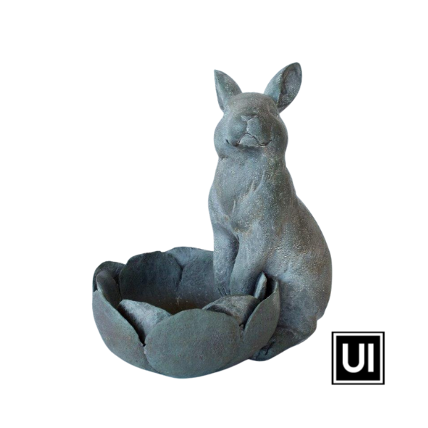 Green rabbit with flower pot