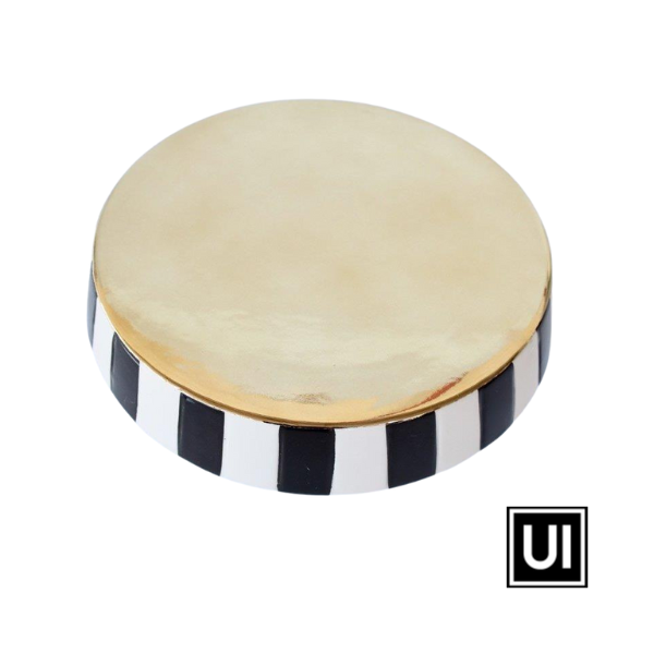 Medium black and white cake stand stripe edge