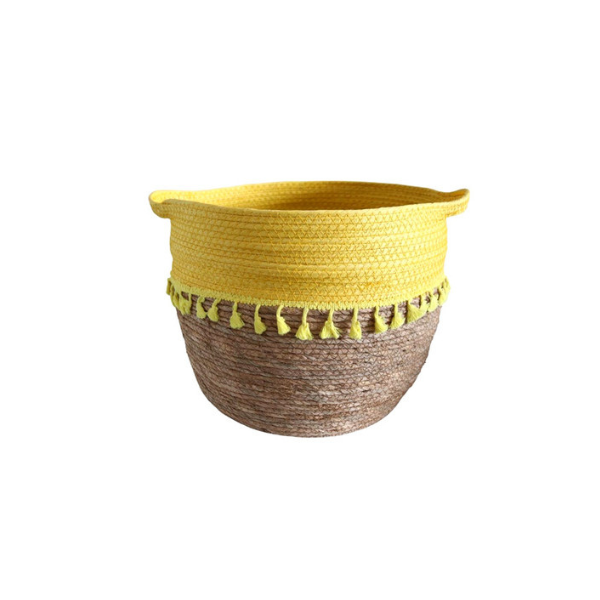 Unique Interiors Weaved Baskets Bright Yellow Top