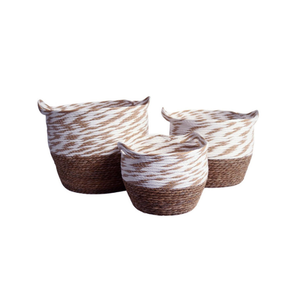 Weaved Baskets Brown And White Mix Top