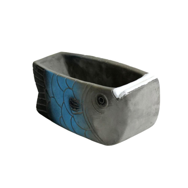 Blue Cement Fish Planter