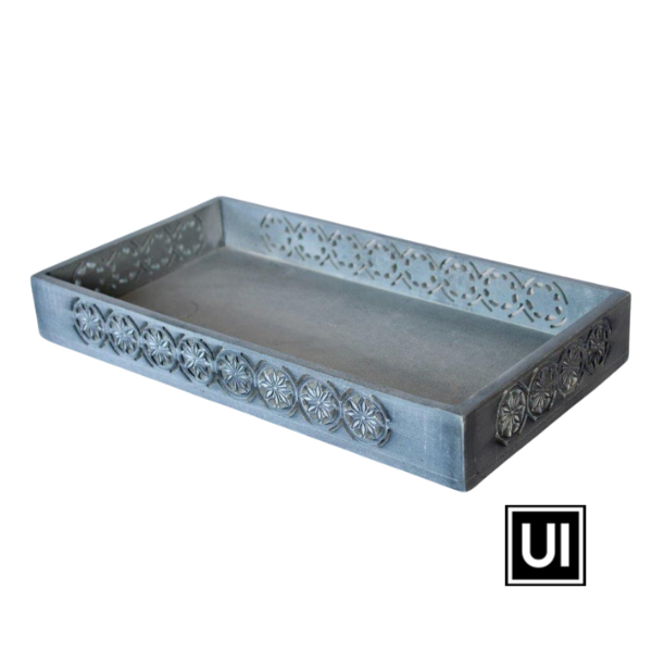 GREY SOAP STONE RECT. TRAY 38X21CM