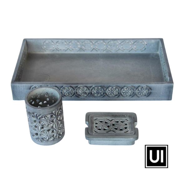 GREY SOAP STONE RECT. TRAY 38X21CM