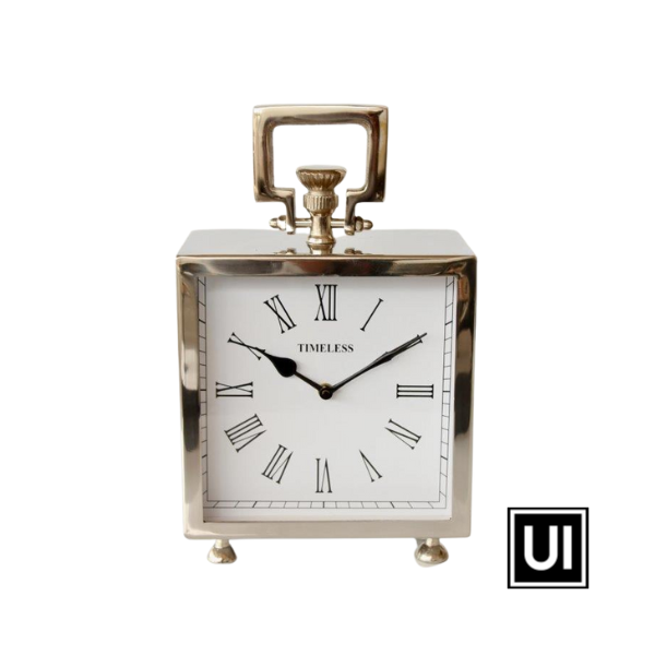 Unique Interiors Large square nickle table clock