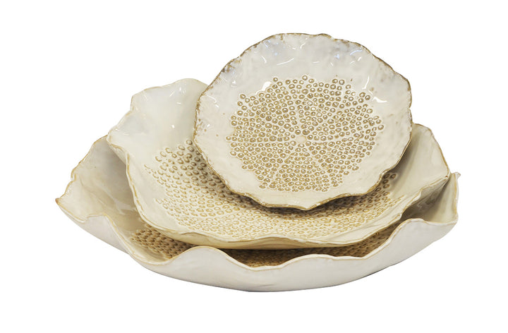 Ceramic Petal Plate White Set of 3