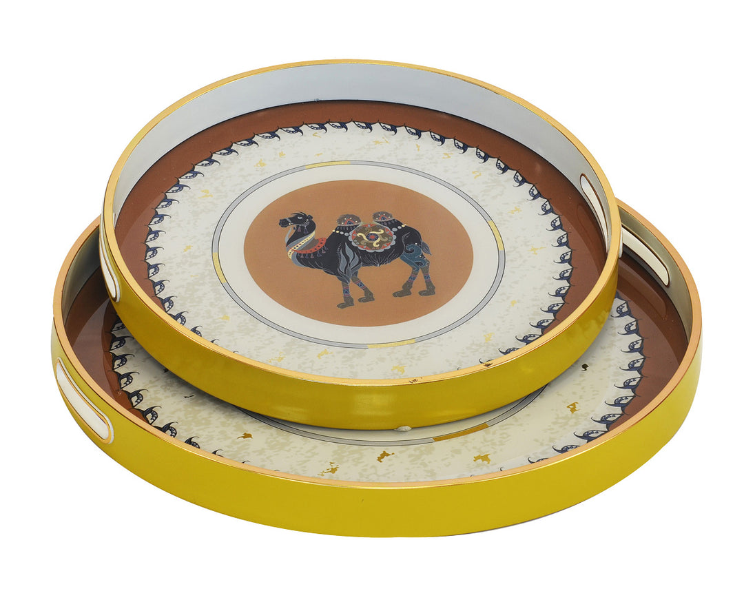 Glass Tray Camel Set of 2