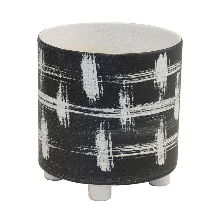 Ceramic tartan planter black & white