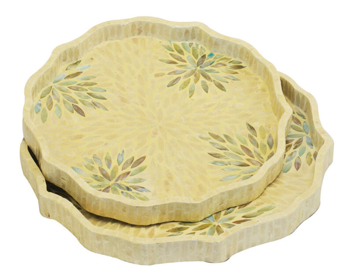 Mop tray capiz scalloped s/2