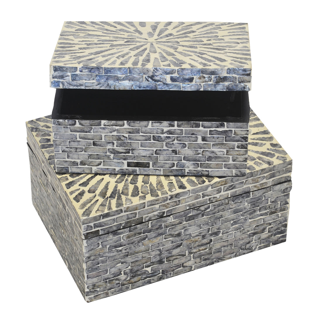 Mop box capiz grey brick s/2