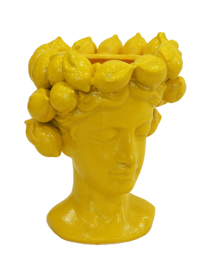 Ceramic head vase lemon yellow