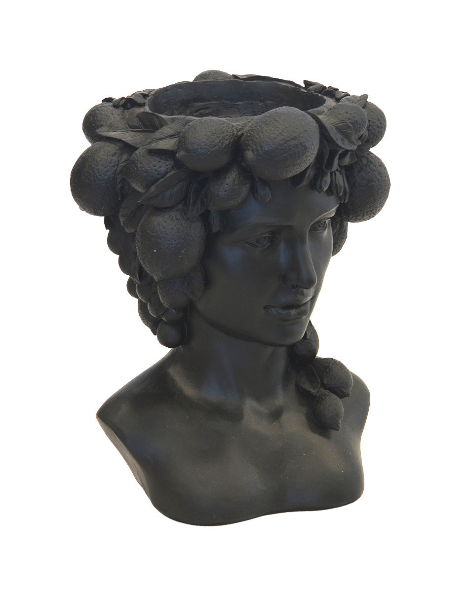 RESIN LADY HEAD VASE BLACK