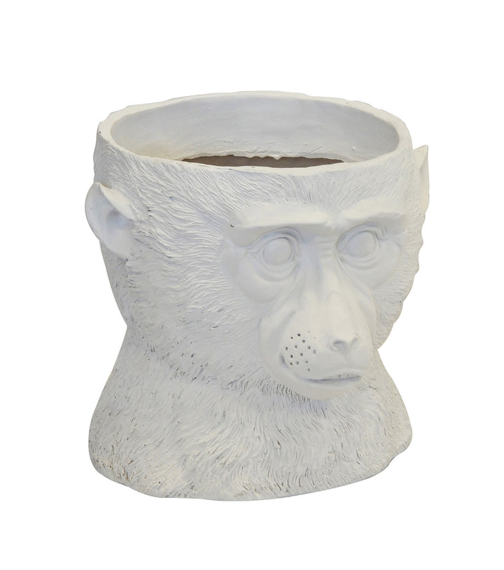 Resin chimp planter white