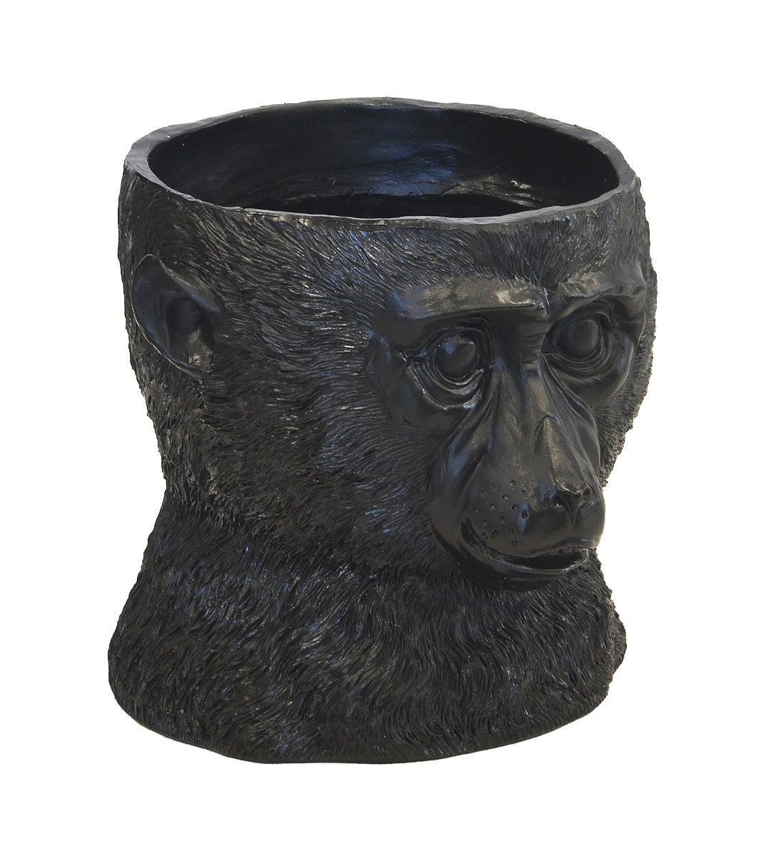 Resin chimp planter black