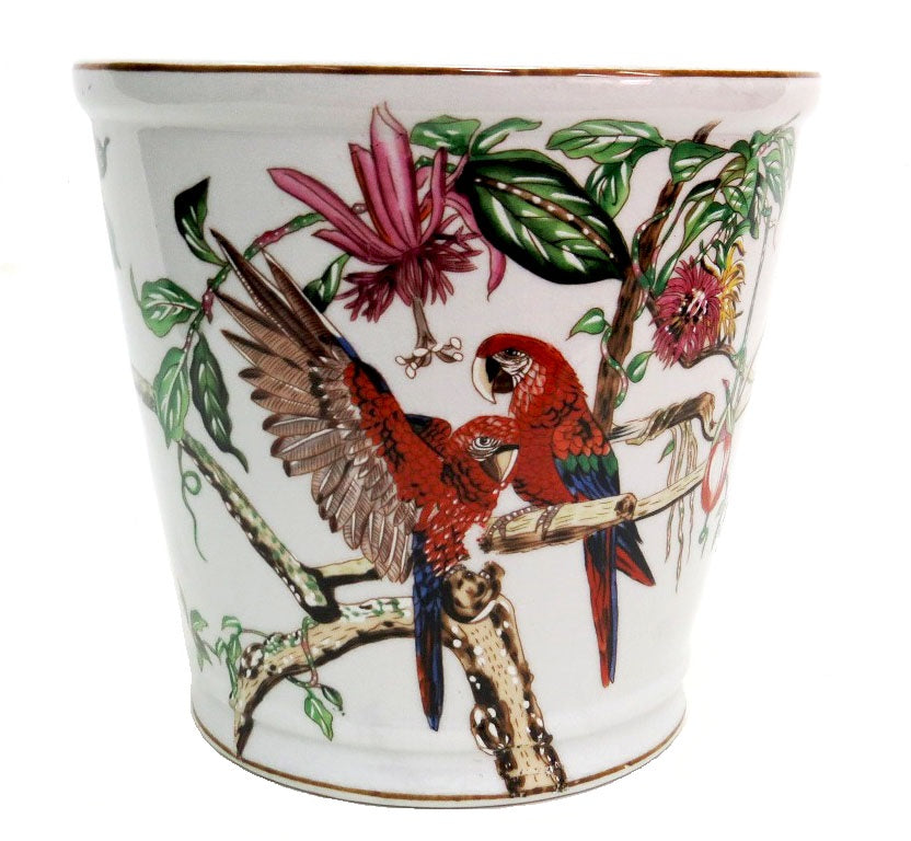 Bahama Planter - Tropical Oasis
Escape to the tropics with our vibrant Bahama Planter, expertly handcrafted by skilled artisans. This stunning 23cm x 22cm planter combines colorful flowers, lush greenery, and charming parrots, perfect for adding a pop of tropical flair to your home