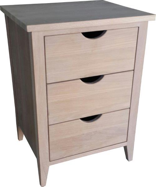 Half-moon handle solid 3 draw bedside pedestals